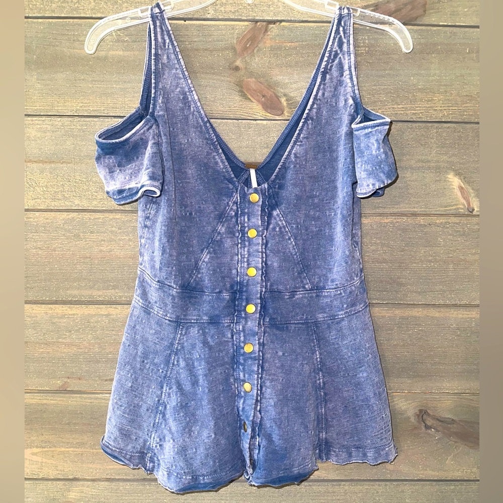 Free People Indigo Denim Peplum Top. Size small.